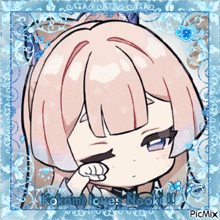 a picture of a girl with the words kokomi loves nooki written on it