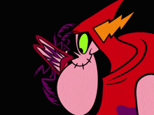 a cartoon character with a red lightning bolt on his head is smiling