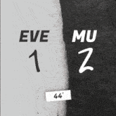 a poster that says eve mu 1 and 2