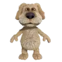 a cartoon dog with a purple nose is standing up