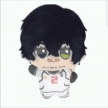 a stuffed animal with the words pov mir written above it