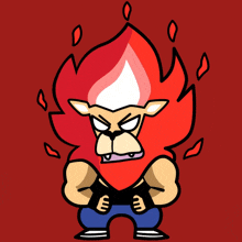 a cartoon of a lion with a red flame coming out of its head