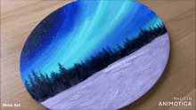 a painting of the aurora borealis is made in the app animatica