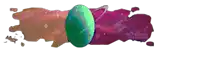 a painting of a green planet with a purple background
