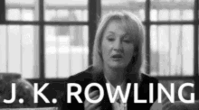 black and white jk rowling talking author