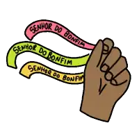 a hand is holding a ribbon that says senhor do bonfim on it