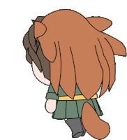 a cartoon drawing of a girl with a cat tail