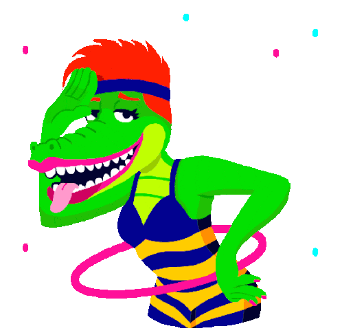 Tired Alligator Slowly Hula Hooping Sticker - Hula Hooping Through Life Exercising Sweating Stickers