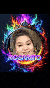 a picture of a woman with rosarito written on it