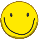 a close up of a yellow smiley face on a white background .