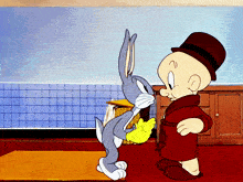 bugs bunny and elmer fudd in a cartoon