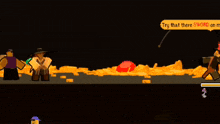 a video game with a message that says " let 's see yer ball get through it "
