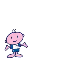 a cartoon character with rt on his shirt