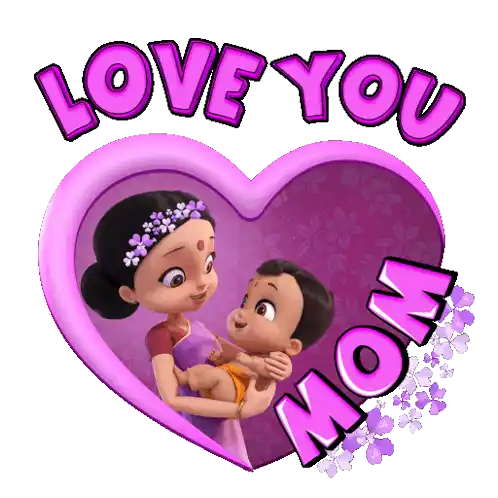 Love You Mom Bheem Sticker - Love You Mom Bheem Mighty Little Bheem Stickers