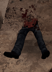 a person laying on the floor with blood coming out of their head