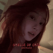 a close up of a woman with the name giselle de cata