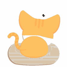 a cat is sleeping on a gray surface with a zzz sign above its head