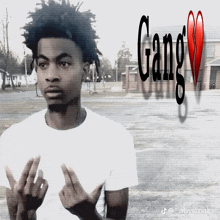 a poster of a young man with the word gang on it