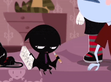 a cartoon of a bat holding a piece of paper with a pencil on it