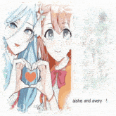 a drawing of two girls with the words aishe and avery