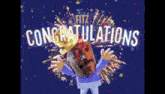 a cartoon man with a crown on his head and the words congratulations