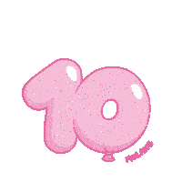 a cartoon of a bunny holding a pink number 10