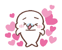 a seal with a heart on its head is surrounded by hearts