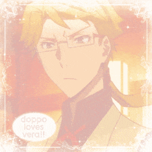 a picture of a man with the words doppo loves vera