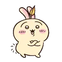 a cartoon rabbit with bunny ears and a flower in its ear is standing on a white background .
