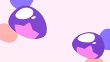 purple and pink balloons on a pink background with a white circle in the middle
