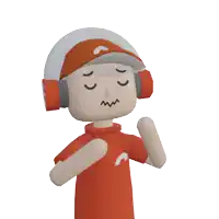 a cartoon character wearing headphones and a hat with the letter c on it