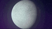 a white planet in the middle of a purple space