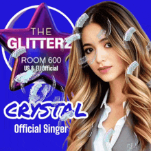 a poster for the glitterz room 600 showing a woman
