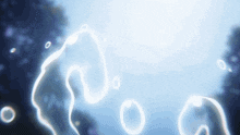 a blue background with a few white circles in the middle