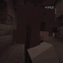 a minecraft character in a dark room with a purple eye