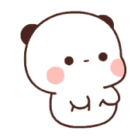 a white panda bear with brown ears and a pink cheek is sitting on a white surface .