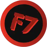 a red and black circle with the letter f7 inside of it