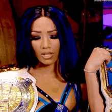 Sasha Banks Womens Tag Team Champions GIF - Sasha Banks Womens Tag Team Champions Side Eye GIFs