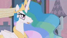 a cartoon pony with a crown on its head