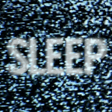 the word sleep is displayed on a gray and blue background