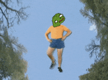 a pixel art drawing of a person with a green face