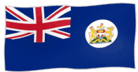 a british flag with a coat of arms on the bottom