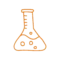 a drawing of a beaker with bubbles in it