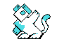 a pixel art drawing of a cat holding a toothbrush .