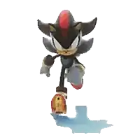 shadow the hedgehog from the video game sonic the hedgehog is standing on a skateboard .