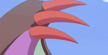 a cartoon drawing of a bird with a green feather