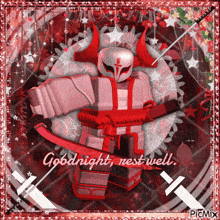 a picture of a robot with the words goodnight nest well written on it