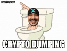 a cartoon of a man in a toilet with the words crypto dumping