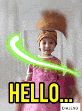 a picture of a little girl with the words hello diajeng below it