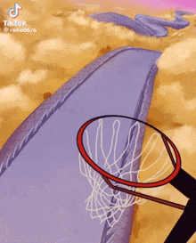 a cartoon drawing of a person playing basketball with a basketball hoop